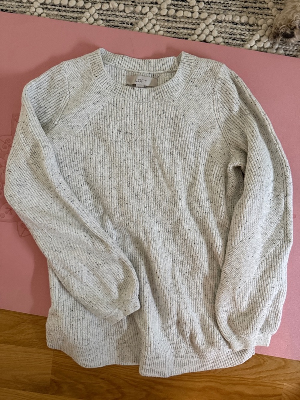 LOFT Maternity Speckled Knit Crewneck Sweater - Light Neutral
